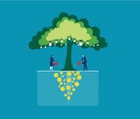 seed money - entrepreneurs watering money tree