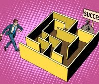 app business model - businessman in a maze to success