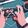 game app business plan - person playing game on phone
