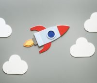 how to launch a startup - rocket in the clouds