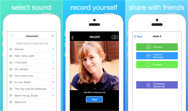 the most interesting apps - dubsmash app screens