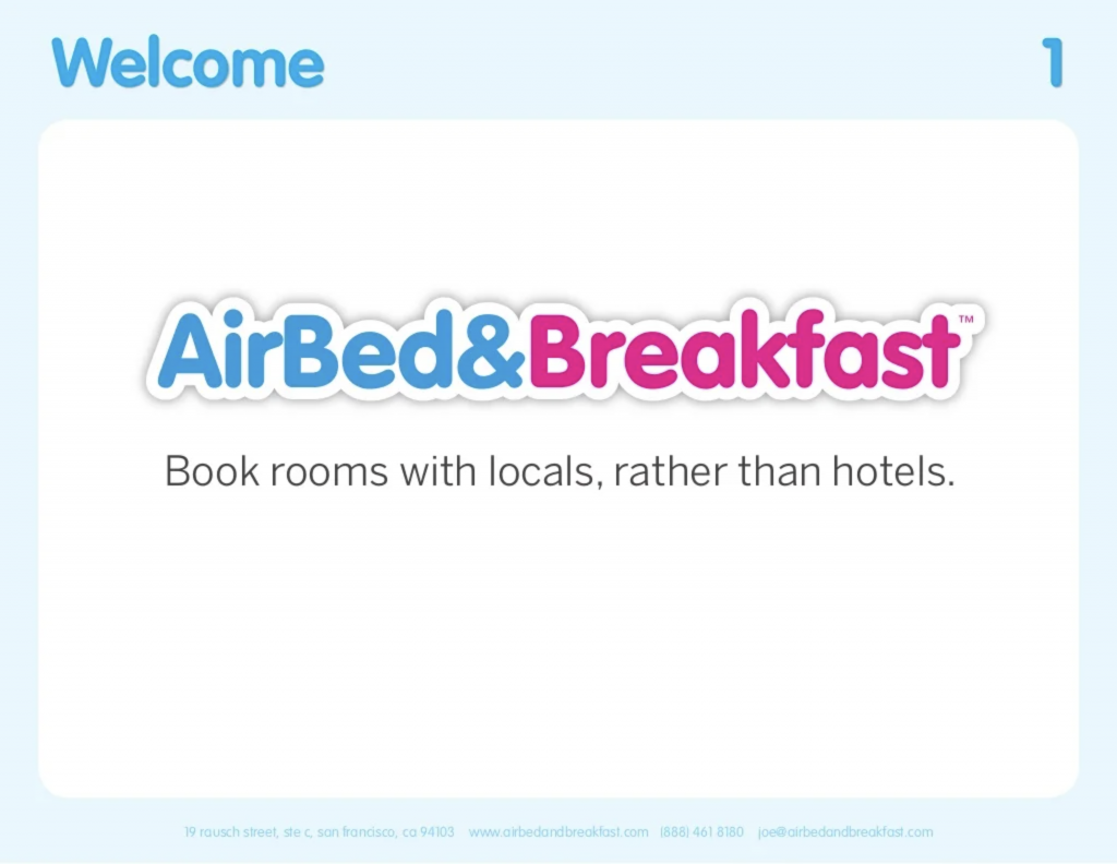 Airbnb pitch deck title slide