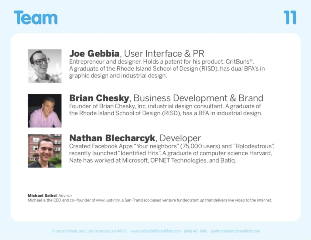Airbnb's most important slide - the team slide